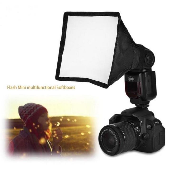 Universal Camera Flash Diffuser Speedlight Softbox Kit, Portable Small Soft Box for Canon Nikon 20x15cm Rectangular Softbox