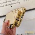 Gold Plated Electroplated Phone Case For iPhone 13 12 Pro Max 11 X Xsmax XR 8 7 Plus Mirror Flip Coque Lens Protection ZMSM. 