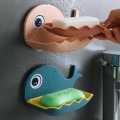 Whale Shape Soap Box Bathroom Drain Soap Holder Rack Self-Adhesive Wall Mounted Soap Tray Plate Bathroom Supplies Bathroom Gadge. 