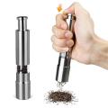 1 Pc Salt and Pepper Grinder, Stainless Steel Push Button Grinder Modern Design Thumb Grinder, for Black Pepper, Sea Salt and Himalayan Salt, Spice and Salt (Silver). 