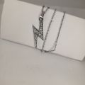 Lightning Bolt Pendant Necklace For Men Women Can Be Used As Couple Models, Stainless Stee. 