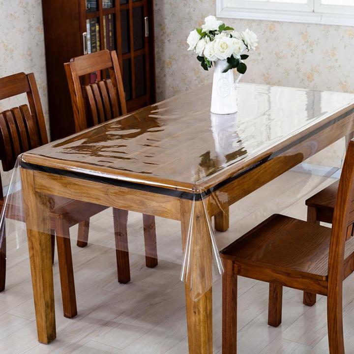 PVC Transparent Clear Dining Table Cover / Cloth Waterproof Protector, 4-6-8-10-12 Seater