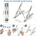 Aluminium Laptop Stand Silver & Black With Detachable Single & Dual Fan Stand For Laptop - 7 Gear To Adjust Height & Anti Slip Rubber Grip - Full Metal Body Adjustable Portable And Foldable Laptop Stand. 