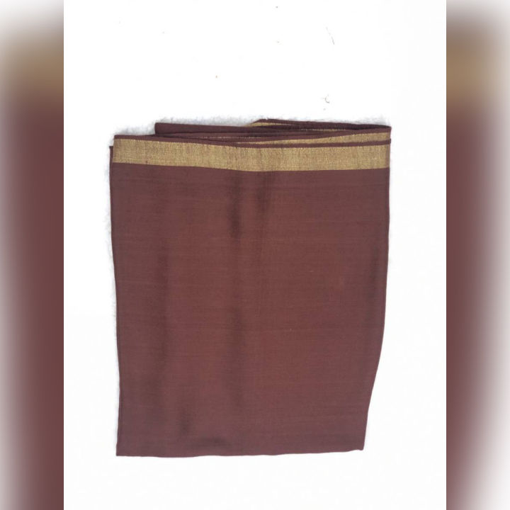brown pahmina zari/golden border shawl
