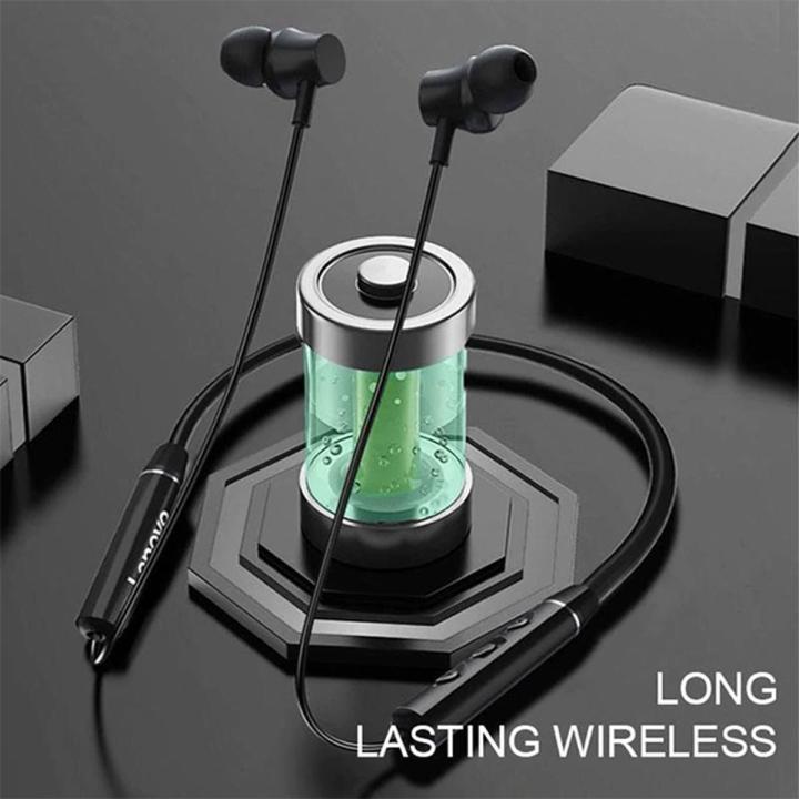 Lenovo QE03 Wireless Earphones BT5.0 Magnetic Neckband Earbuds w/Mic/8-Hour Playtime/IPX5 Waterproof/HIFI Stereo Sports Headphones