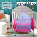 Amazidshop baby Cot In Metal Frame Swing & Cradle With Stand Support & Mosquito Net for 0-1.5 years baby M66. 