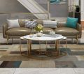 Living Room Coffee Tables Set of 3, Round Nesting Tables with White Marble  sheet Top and Gold Rod iron Base, Nest of 3. 