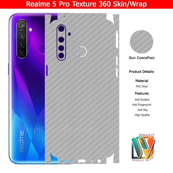 Real.me 5 Pro Skin / Wrap 360 Protection Carbon fiber/ Matte/ Transparent/ Leather Back And Sides Included Camera Skin