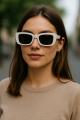 Trendy White Frame Rectangular Sunglasses – Unisex UV Protection. 
