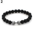 Unisex Fashion Black Matte Stone Dumbbell Fitness Gym Adjustable Punk Bracelet. 