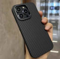 Carbon fiber Kevlar phone cases for iPhone 15 14 Pro Max case metal ring lens lightweight PC texture Apple 15 13 Promax cover. 