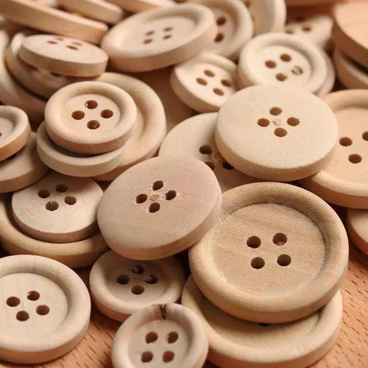 Hot 10 Pcs/Set Mixed Wooden Buttons Natural Color Round 4-Holes Sewing Scrapbooking DIY Buttons Sewing Accessories