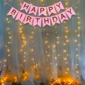 Beautiful Pink and Golden Birthday Decoration Kit for Girls & Babies ,(Including "Happy Birthday Banner, 30 x Balloons ,Foil Curtain, Confetti Balloons) Birthday Decoration set -Birthday Supplies,Birthday Themes. 