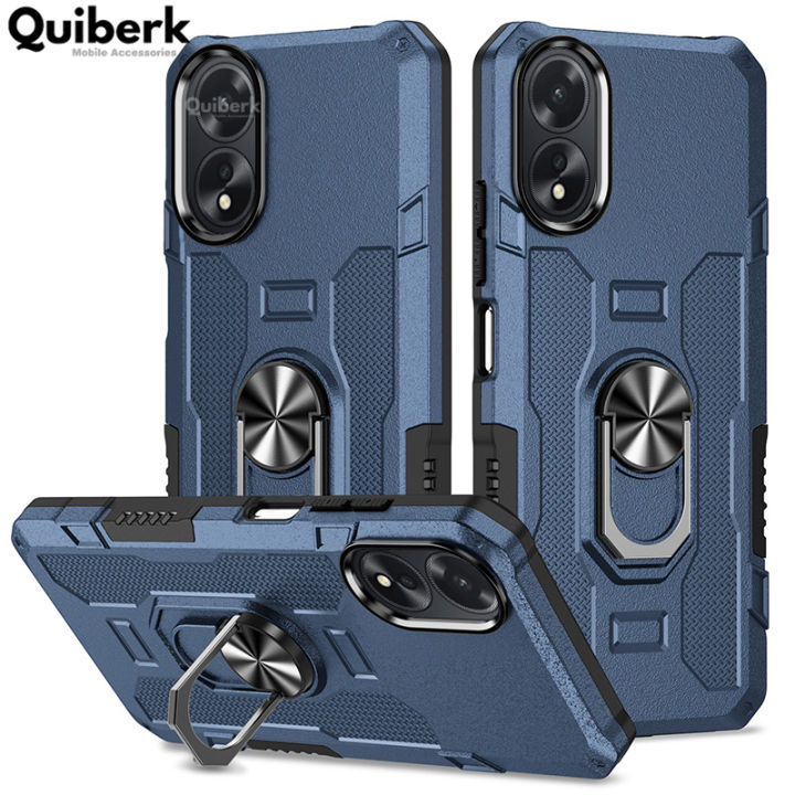GOKEN Cover per Oppo A18 4G / Oppo A38 4G, TPU/PC Dual Layer Hybrid Armor Custodia con Supporto Magnetico Auto, Silicone Cover con 360° Girevole Anello,Antiurto Protezione Shell, Rosso
