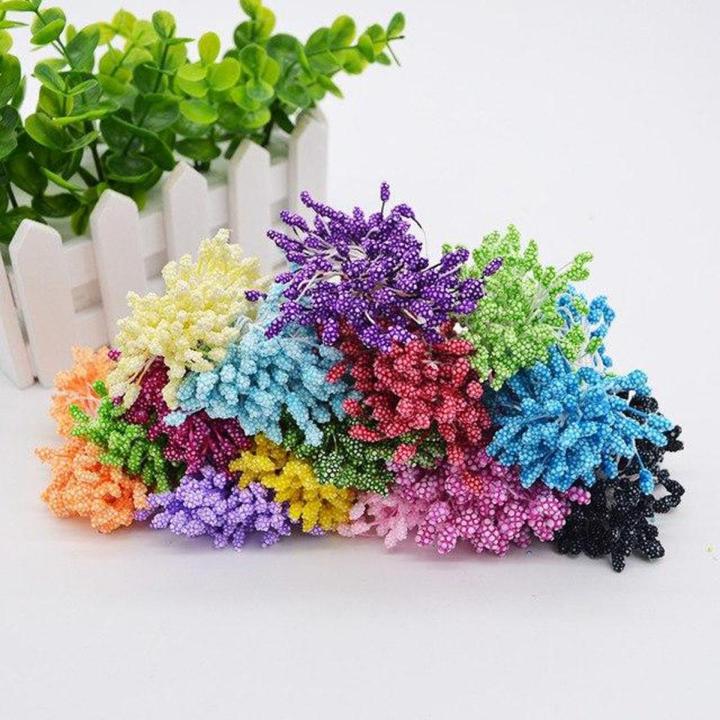 8-Bunches -Mini Flower Stamen Pistil Styrofoam dust head-Wedding Box Decoration Scrapbooking DIY Artificial Cards Cakes Flowers Accessories