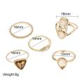 Fashion Rings set - 5 Mid Rings for Girls Fashion - Zircon mid rings for Women - Turkish Style Stone Rings. 