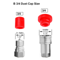 Male Dust Cap and Female Plug Cover Hydraulic Dust Caps/Plugs Fits Hydraulic Quick Disconnects Coupler ISO-B 3/4. 