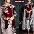 Fancy Embroidered Maroon Silk Party Wear Dress SM-04 Unstitched. 
