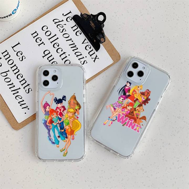 Girl Winx Catoon Clubs Phone Case For iPhone 11 12 Mini 13 14 Pro XS Max X 8 7 6s Plus 5 SE XR Transparent Shell