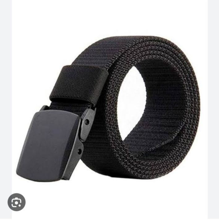 Men Imported Breathable Nylon Web Canvas Fabric Belt With Plastic Buckle.