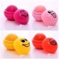 Pack of 4 - Emoji Lip Balm Fruity Color Lip Balm Emoji Moisturizing Lip Care Balm Fruit Flavor Natural Moisturizing Round Ball Nourishing Repair Lip Balm. 