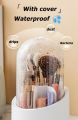 Upgrade your vanity with our Makeup Brush Holder – a sophisticated 360° Rotating Organizer. The clear cover and 5 compartments add glamour to your cosmetics storage, keeping essentials organized with ease. Elevate your beauty routine!. 