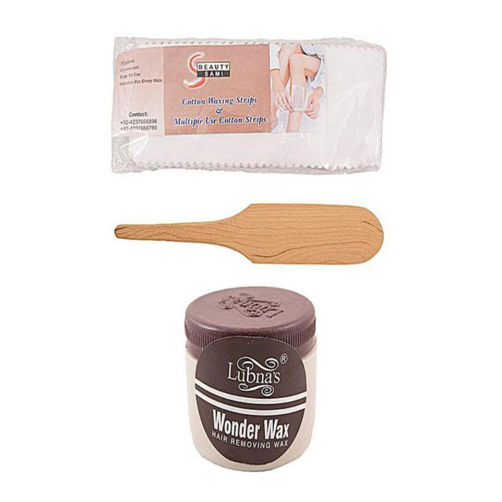 Pack Of 3 - Wonder Wax 125gm, Wax Wood Stick, Wax Cotton Strips