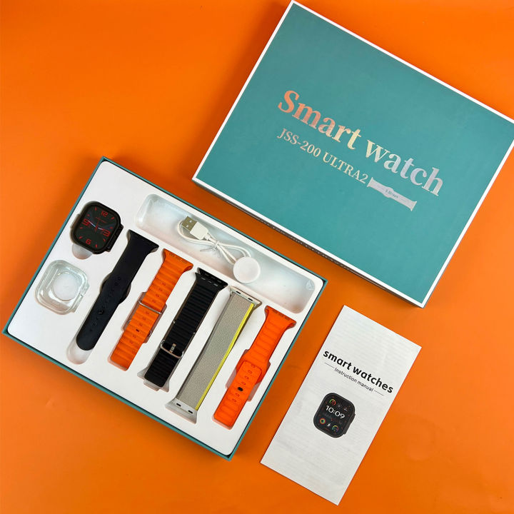 Jss 200 Ultra 2 Smart Watch With 5 Straps + 1 Silicone Case 2.0 Inch - Bluetooth Call Smart Watch - Hryfine App - Custom Wallpaper - Wireless Charging - Compatible with All Phones