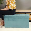 New Velvet Ottoman Storage Benches Folding Stool Soft Cushion Footrest Toy Storage Box Seat for Living Room Poof Foot Stool,38x76cm. 