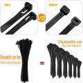NCANRUI Releasable Zip Ties 12Inch Heavy Duty Zip Tie Thick Black Cable Ties 100Lb Tensile Strength Nylon Cable Wire Ties 100Pcs. 