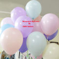 Macaroon Balloons Pastal Color Birthday Theme With Pink Happy Birthday Banner , Arch Making Strip & Macroon Pastal Color Light Colors Balloons Theme. 
