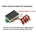 Three Wire DC VoltMeter / DC volt Meter .28Inch range 0-100V. 