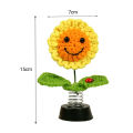 Green forest Car Ornament Vivid Crochet Smiley Shaking Sun Flowers Decoration. 