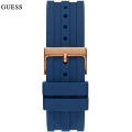 Guess Blue Dial Blue Rubber Strap Watch For Men-W1109G3. 
