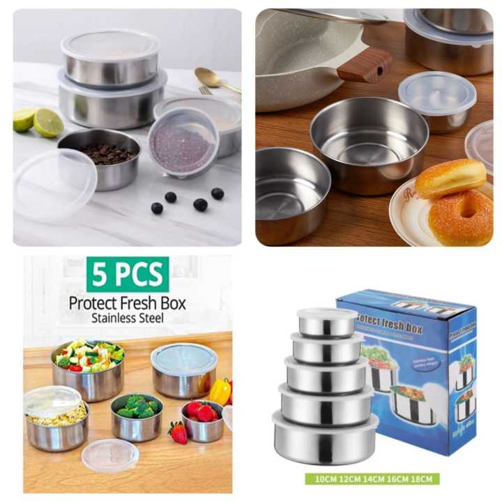 Stainless Steel Mixing Bowls Set with Airtight Lids 5 Piece Nesting Storage Containers for Kitchen Food Prep Serving Brand: CookiBlend