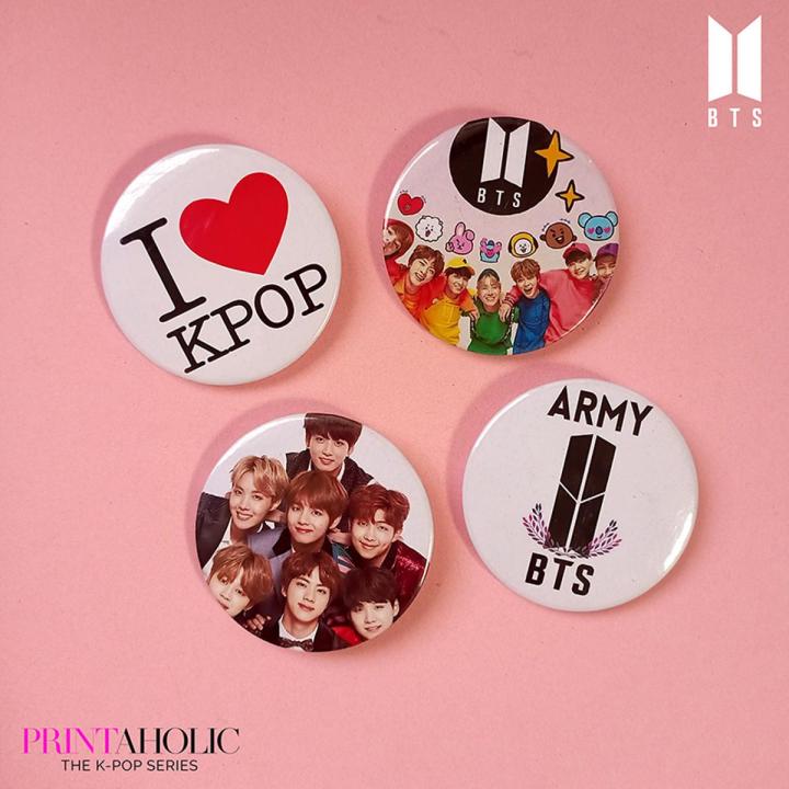 Pack of 4 - BTS Badges for K-POP Army Lovers - Premium Quality, BTS Army, KPOP, Perfect Gift For Army