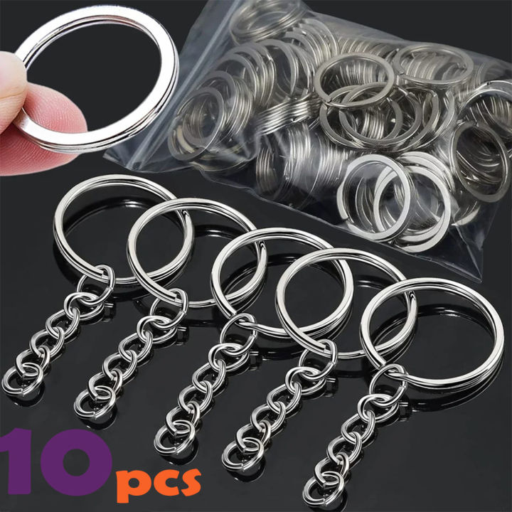 10 Pcs Premium Quality Key Rings with Open Jump Rings Flat Split Heavy Duty Strong Keyrings