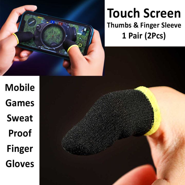 PUBG Touch Screen Finger Sleeves | Carbon Fiber Thumb Covers | Gaming Controller for Mobile | Free Size for PUBG & Mobile Games