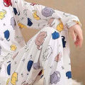 Female Pajamas Colorful Female Soft Pajama Top with Long Pants. 
