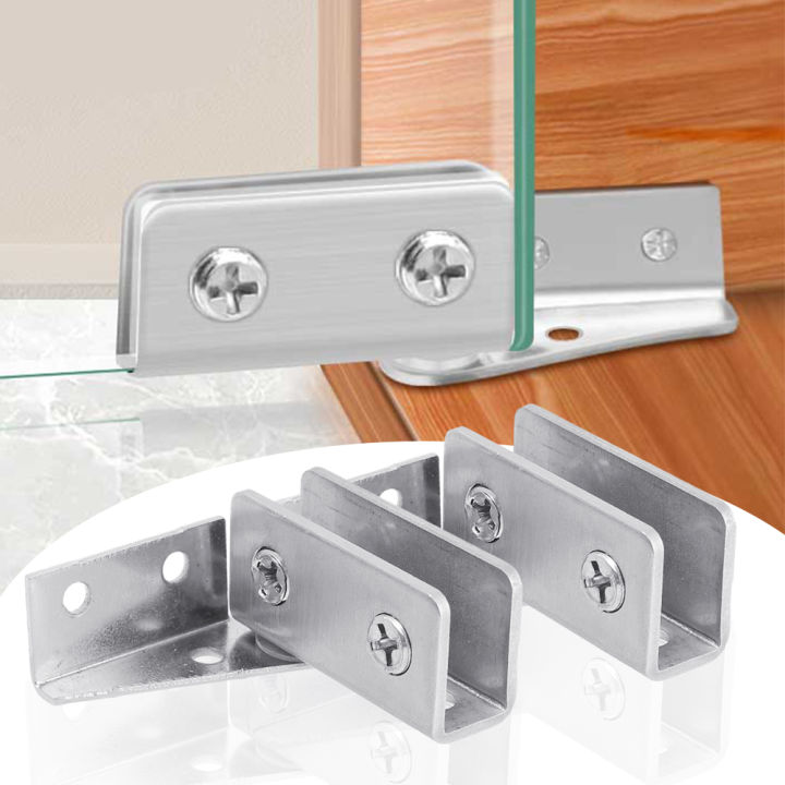 Stainless Steel Glass Clamps Punching-Free Cabinets Glass Door Hinges Frameless Glass Door Hinge 1Set