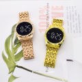 LooKeo mall Fashion-forward Unisex LED Watch with Touch Screen, Diamonds and Steel Strap for Fashionable Couples. 