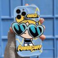 Jizetin for OPPO F11 Back Cover With Cartoon Powerpuff Girls Sunlasses Holder Cream Texture Wavy Edge Soft Silicone Phone Cases. 