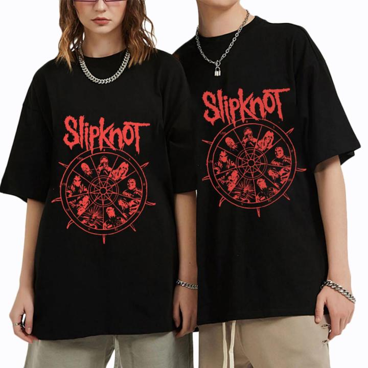 Slipknots T Shirt Prepare for Hell Tour Black Print Heavy Metal Rock Band Mens Tops Pure Harajuku Unisex Casual Tees T Shirt