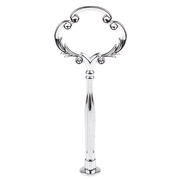 1set 2 3 Tier Cake Plate Stand avy Metal Center Handle Fitting Hardware Rod Shape:Ornate Victoriana Color:Silver  Amount:1 Sets
