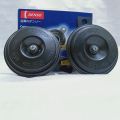 DENSO COMPACT DOUBLE HORN WITH BUILT IN CUTOUT 12V 4AMP 111DB FOR MOTORBIKE AND CARS \ LOUD HORN DENSO ORIGINAL 12V 4AMP 111DB FOR MOTORCYCLE AND CARS. 