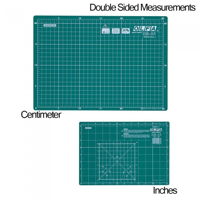 Olfa Multi-Purpose Self-healing, professional quality Cutting mat 30cm x 22.5cm x 2mm Reversible sides use, Metric or Imperial