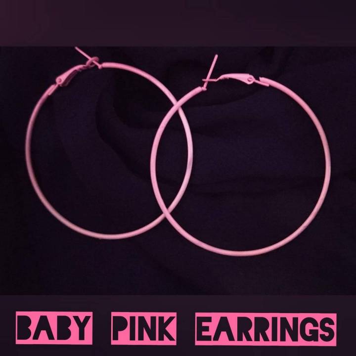 Earrings-Simple Baliya baby pink colour (1 pair)
