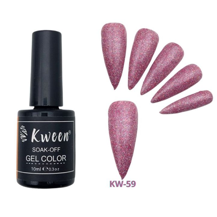 KWEEN%20Glitter%20Gel%20Nail%20Polish%20Soak%20Off%20UV%20LED%20Nail%20Polish%20Holographic%20Sparkle%20Shiny%20Pink%20Diamond%20Gel%20Polish%20for%20Manicure%20-%20Image%202
