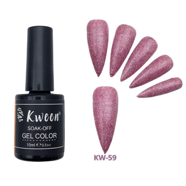 KWEEN%20Glitter%20Gel%20Nail%20Polish%20Soak%20Off%20UV%20LED%20Nail%20Polish%20Holographic%20Sparkle%20Shiny%20Pink%20Diamond%20Gel%20Polish%20for%20Manicure%20-%20Image%202