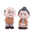 【Simple 3C】2Pcs Old Couple Grandparents Figurine Landscape Garden Decor. 